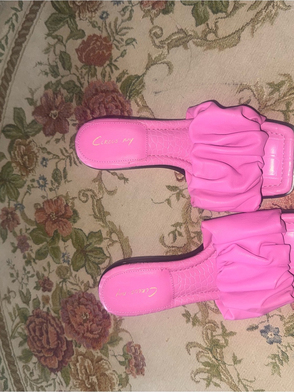 Brand new Pink Ruffle Slide Sandals